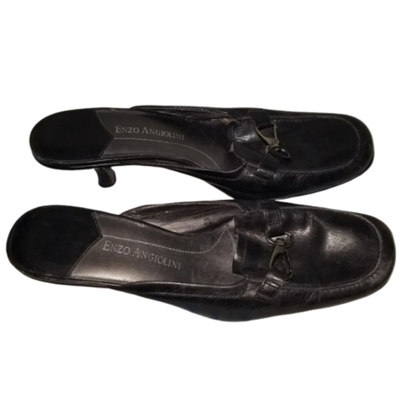 ENZO ANGIOLINI black leather mule slide heels 6.5 - Picture 3 of 6